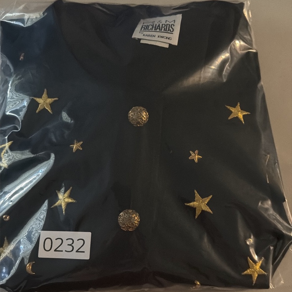 R&M Richards Celestial Star Moon Gold Button Vintage Blazer Tunic Jacket L - Picture 16 of 16